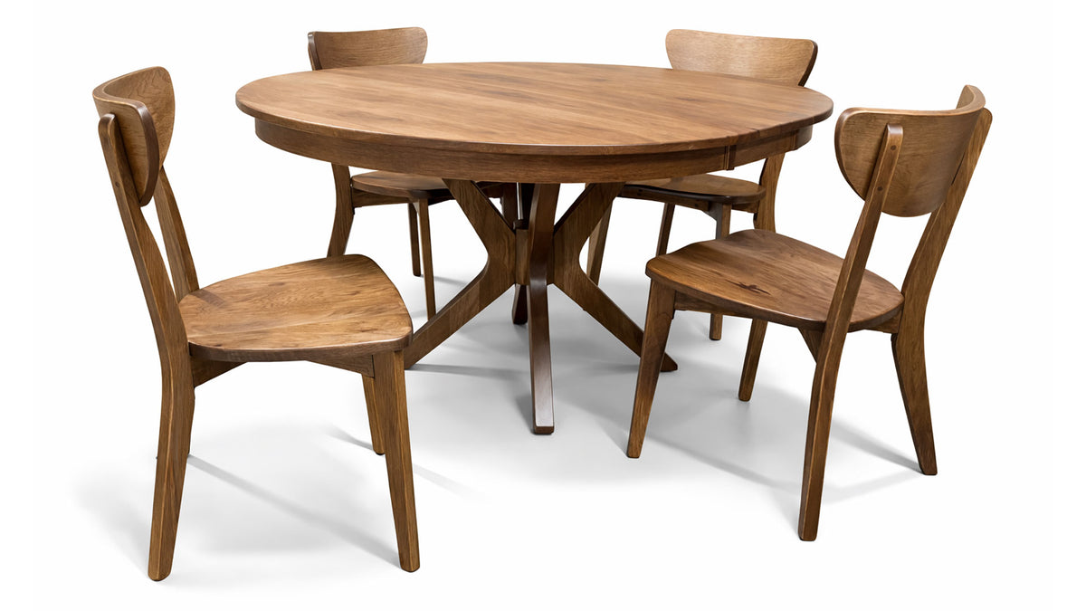 Seymour Hickory Dining Table & 4 Chairs | Amish Dining Set | Gallery Furniture