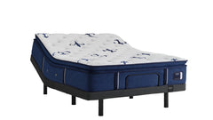Blue mattress with a white pattern on a white background