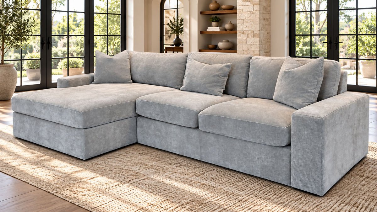 2pc Te Maven Carbon Sectional with Full Sleeper & Chaise | Gallery Furniture