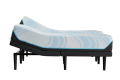 Adjustable bed with gel-infused memory foam on a white background