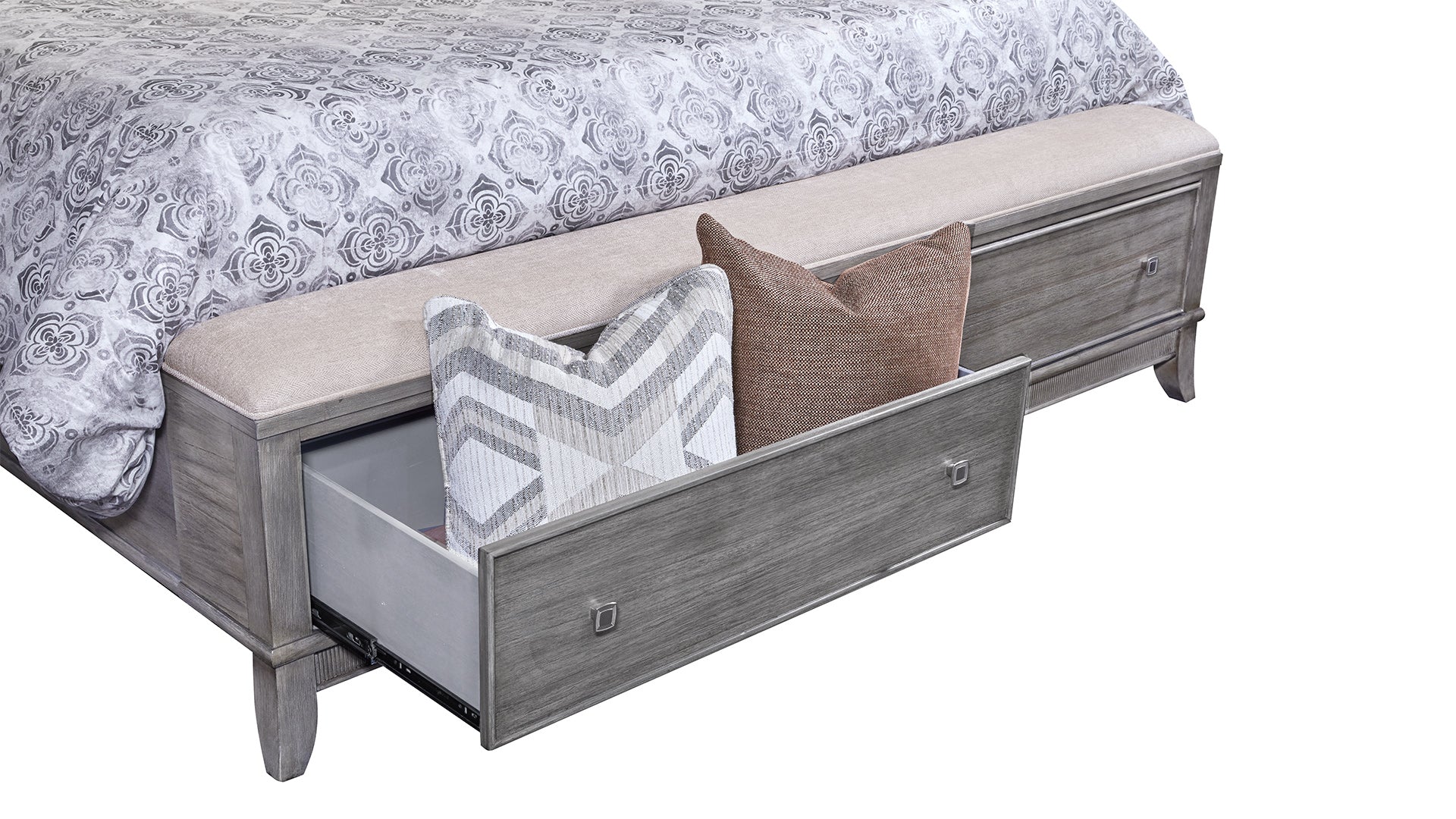 Estructura de cama tapizada con cajones «Terra Modern» en tamaño Queen