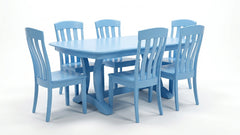 Under Cool Blue Solid Wood Table and 6 Chairs
