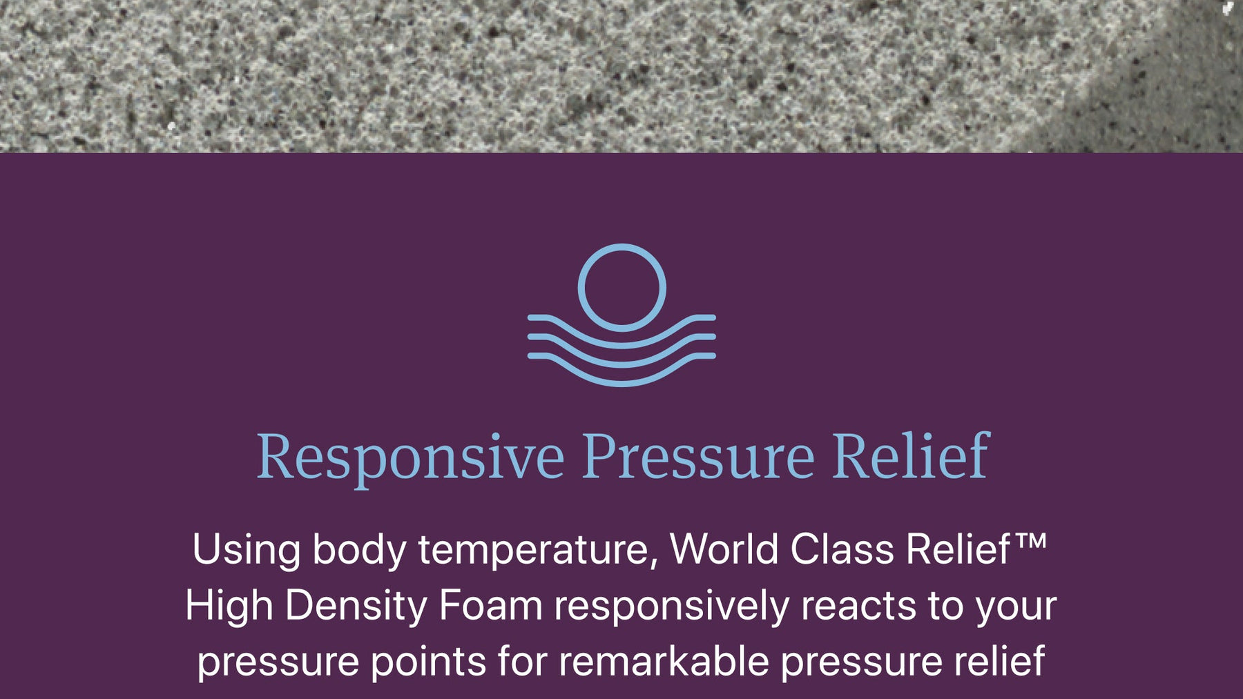 Text about Responsive Pressure Relief with a purple background and logo.