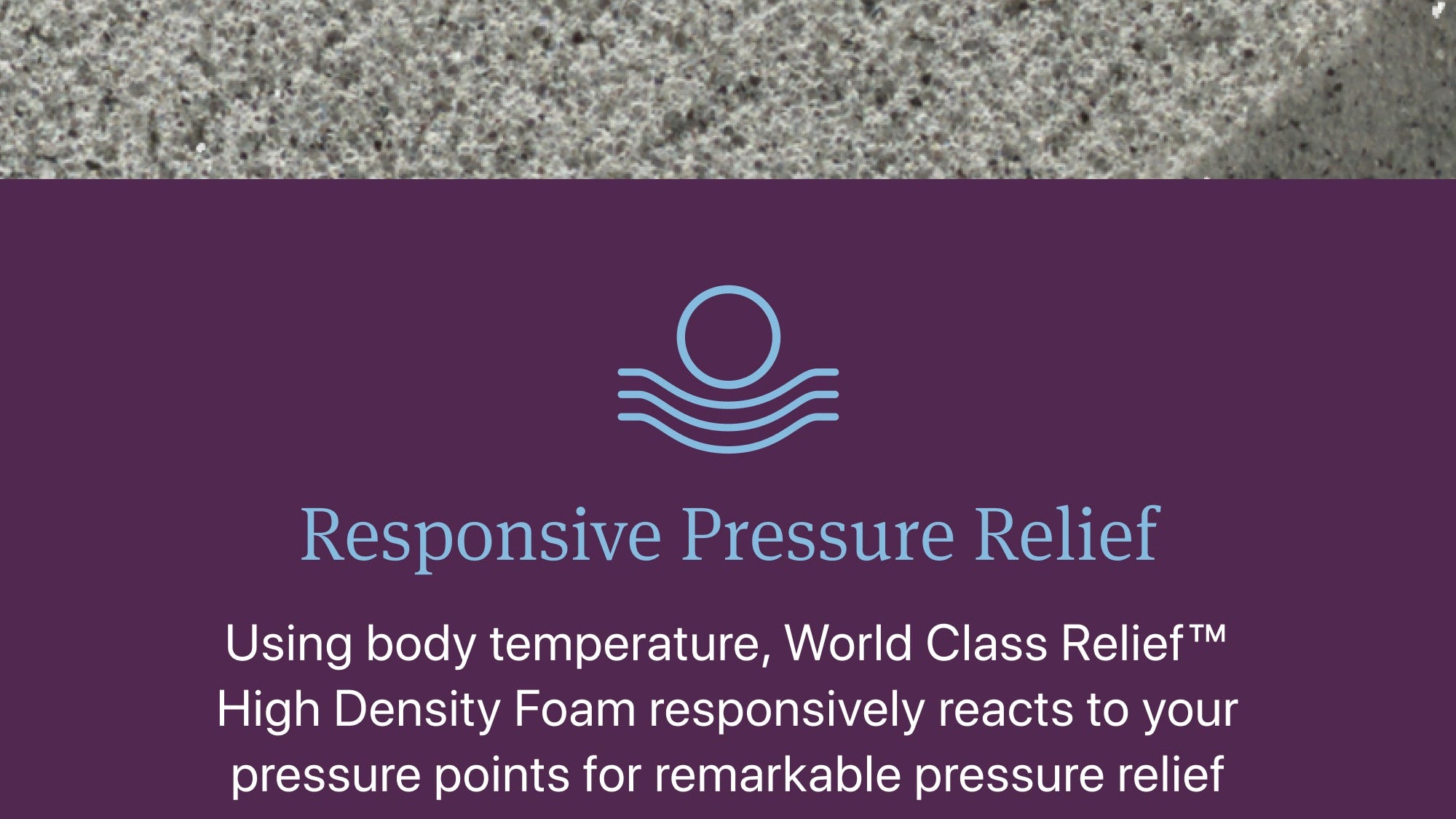 Text about Responsive Pressure Relief with a purple background and logo.