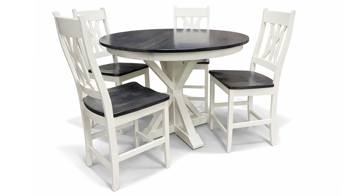 Xbase Solid Wood Dining Table with 4 Chairs – Amish Made | Gallery Furniture