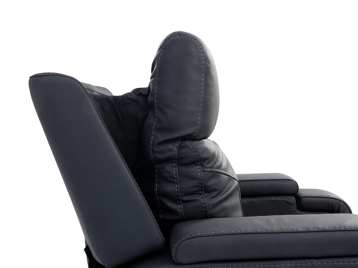 Indigo Twilight Leather Match Power Recliner with Immersive Audio – Upholstered Living Room Chair with USB | Gallery Furniture