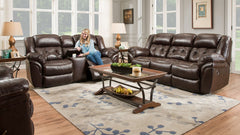 Achieve Leather Manual Reclining Loveseat w/Console