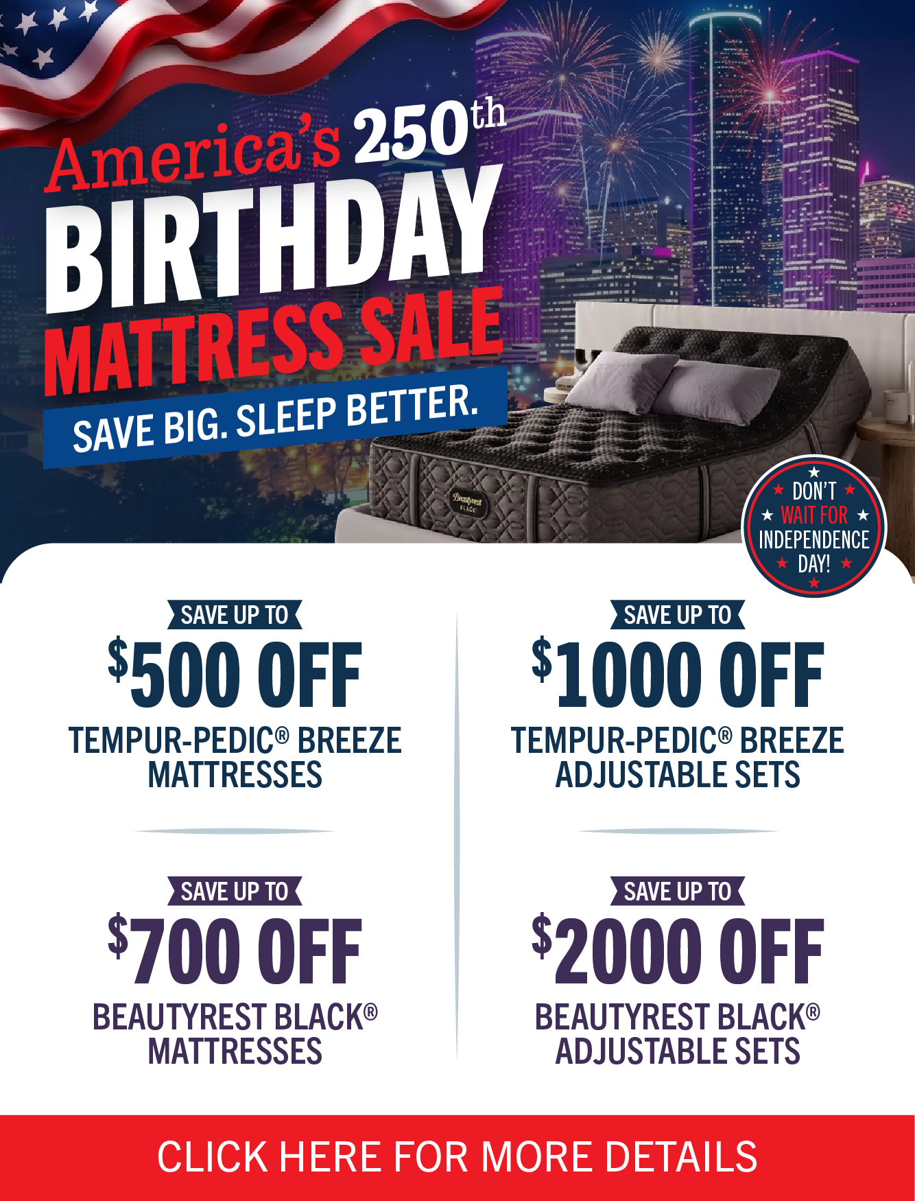 america's 250th birthday mattress sale Image