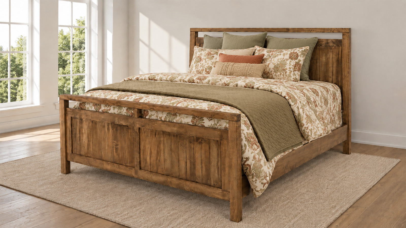 Modern Almond Amish Solid Wood King Bed
