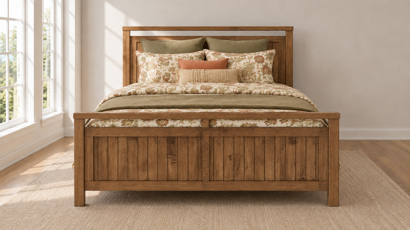 Modern Almond Amish Solid Wood King Bed