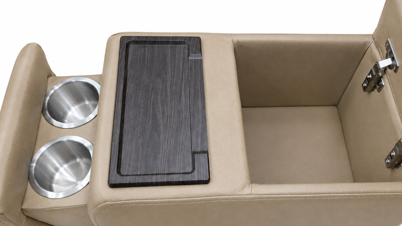 MACK'S HEART TAN LEATHER CENTER CONSOLE | MACKDULAR SECTIONAL PIECE