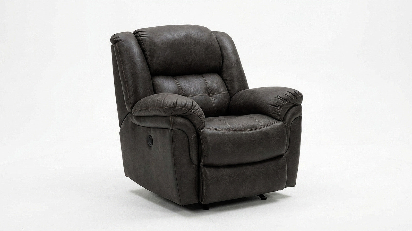 Sillón reclinable gris sobre fondo blanco