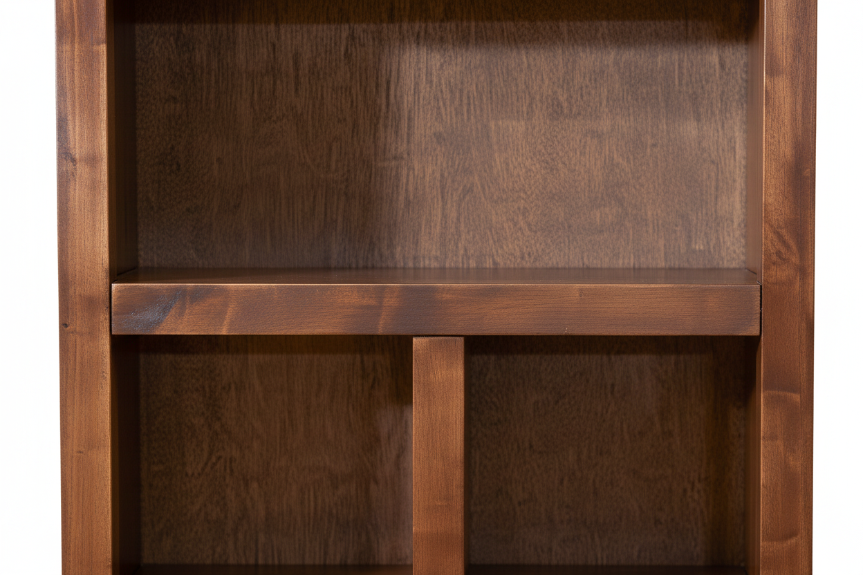 Close-up of bookcase shelves