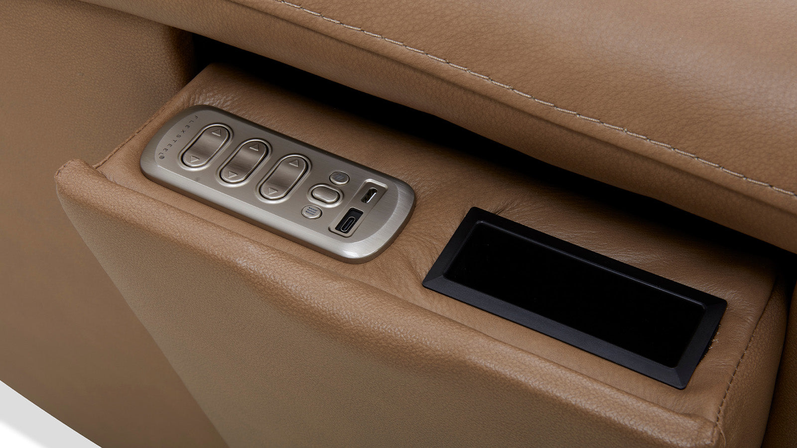 MACK'S HEART TAN LEATHER LAF POWER RECLINER | MACKDULAR SECTIONAL PIECE