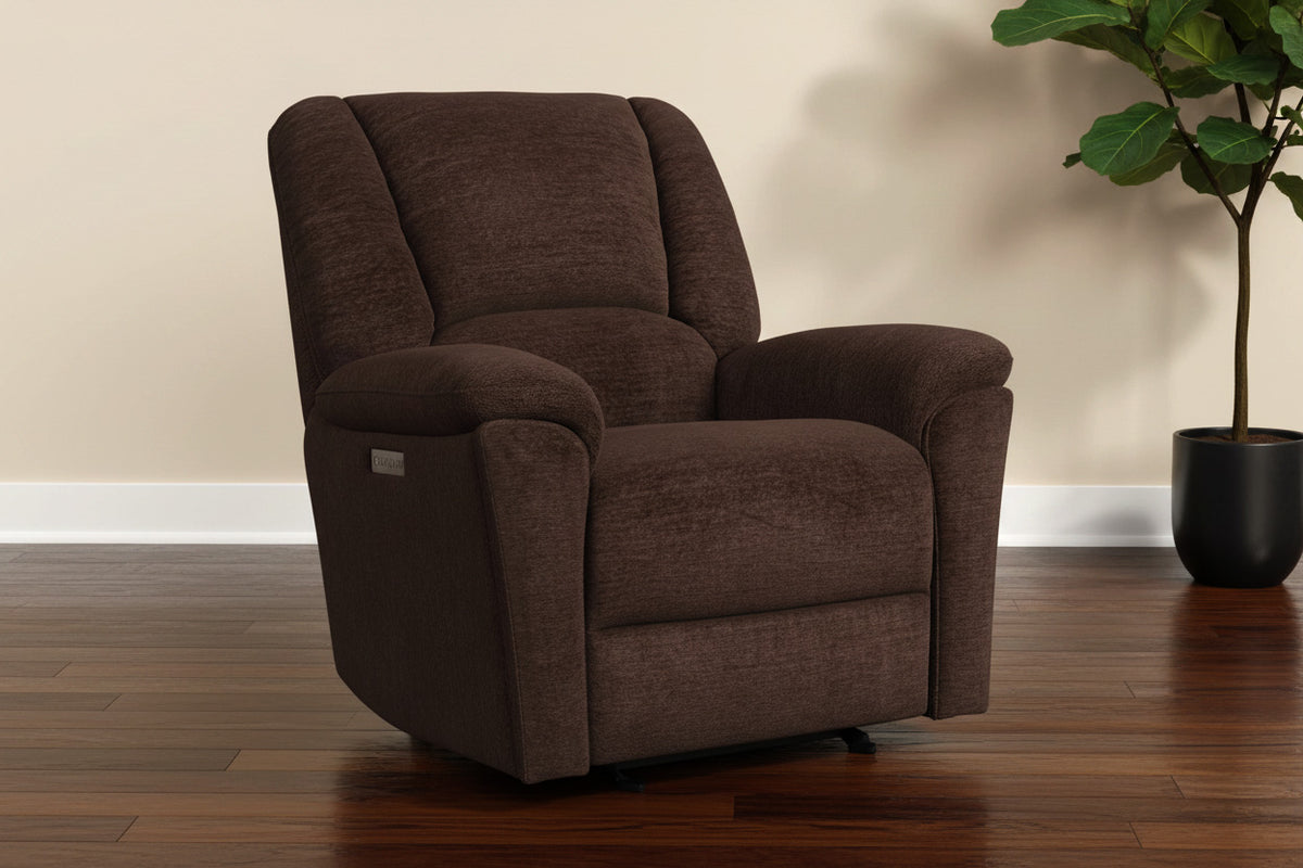 Perfect Match Plush Buffalo Brown Power Rocker Recliner – Upholstered Living Room Chair | Gallery Furniture