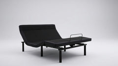 Black adjustable bed on a white background
