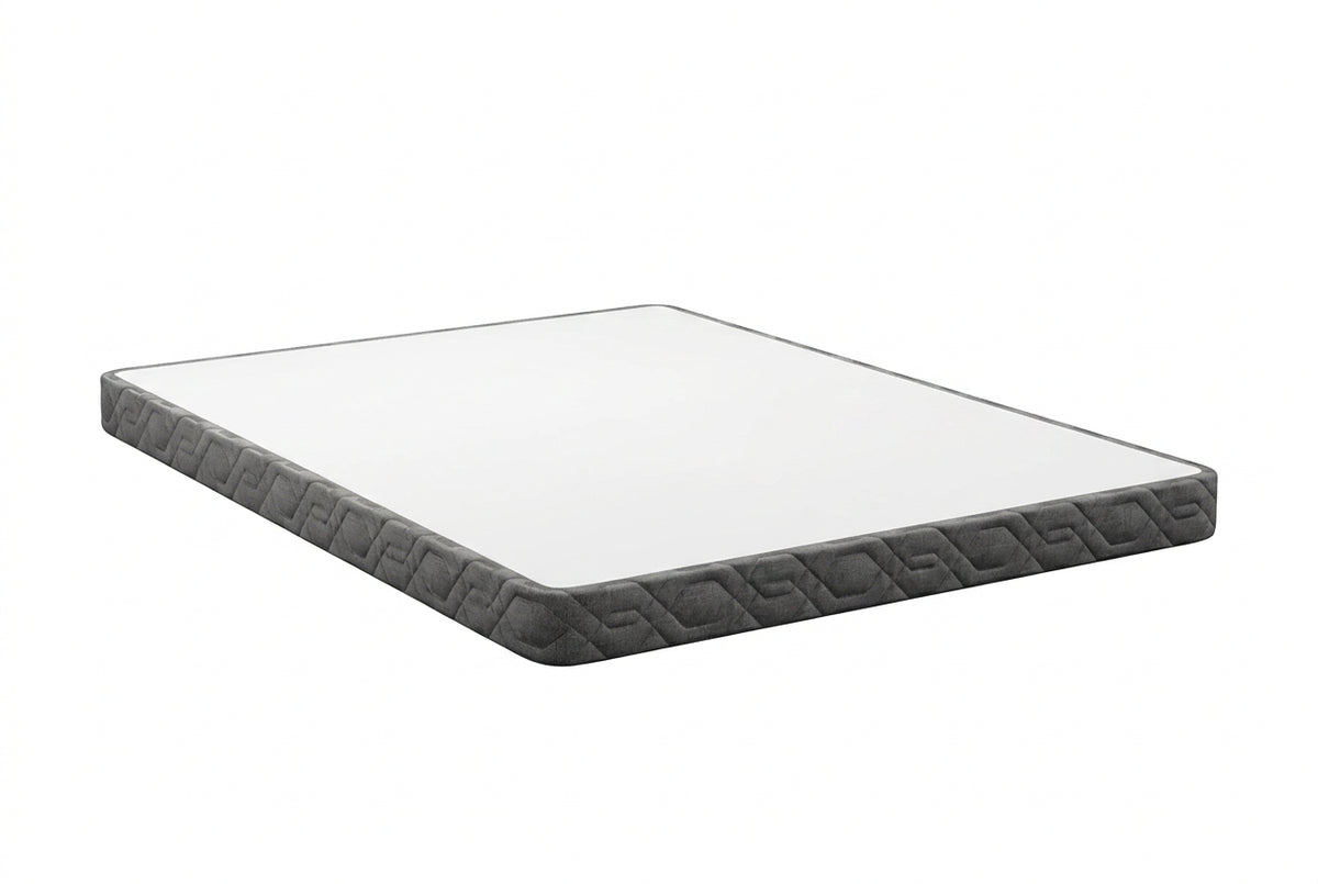 A rectangular white tile or slab with a textured gray patterned edge, shown floating against a solid black background.