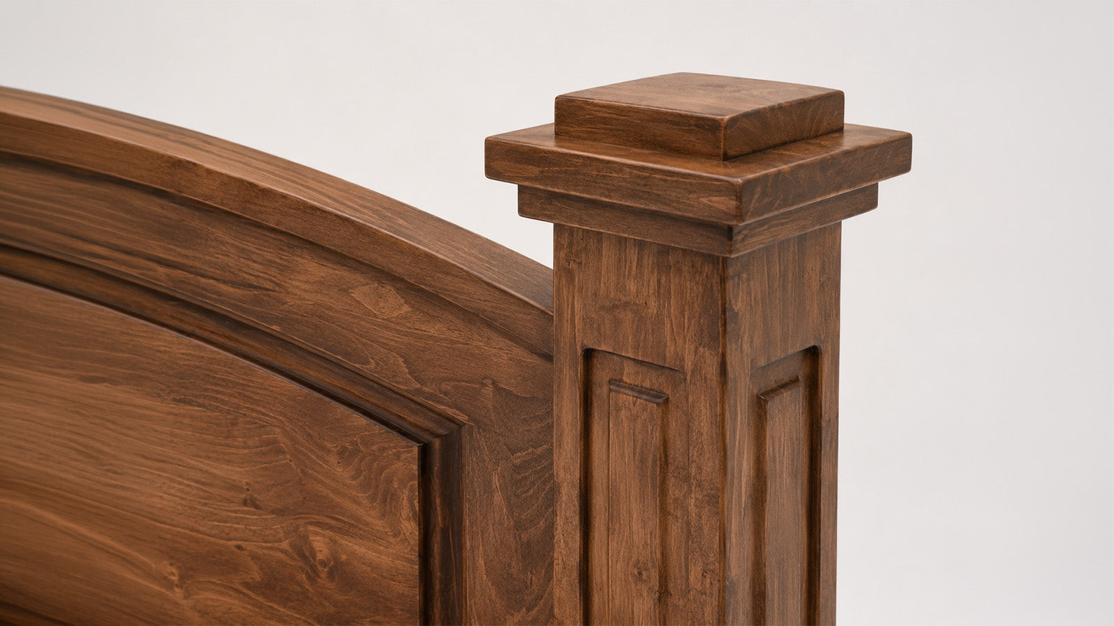 King Size Lexington Solid Maple Wood Almond Stain Bed