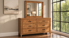 Modern Almond Amish Solid Wood Dresser and Mirror