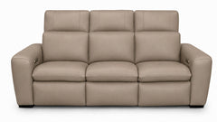 Beige leather sofa on a white background