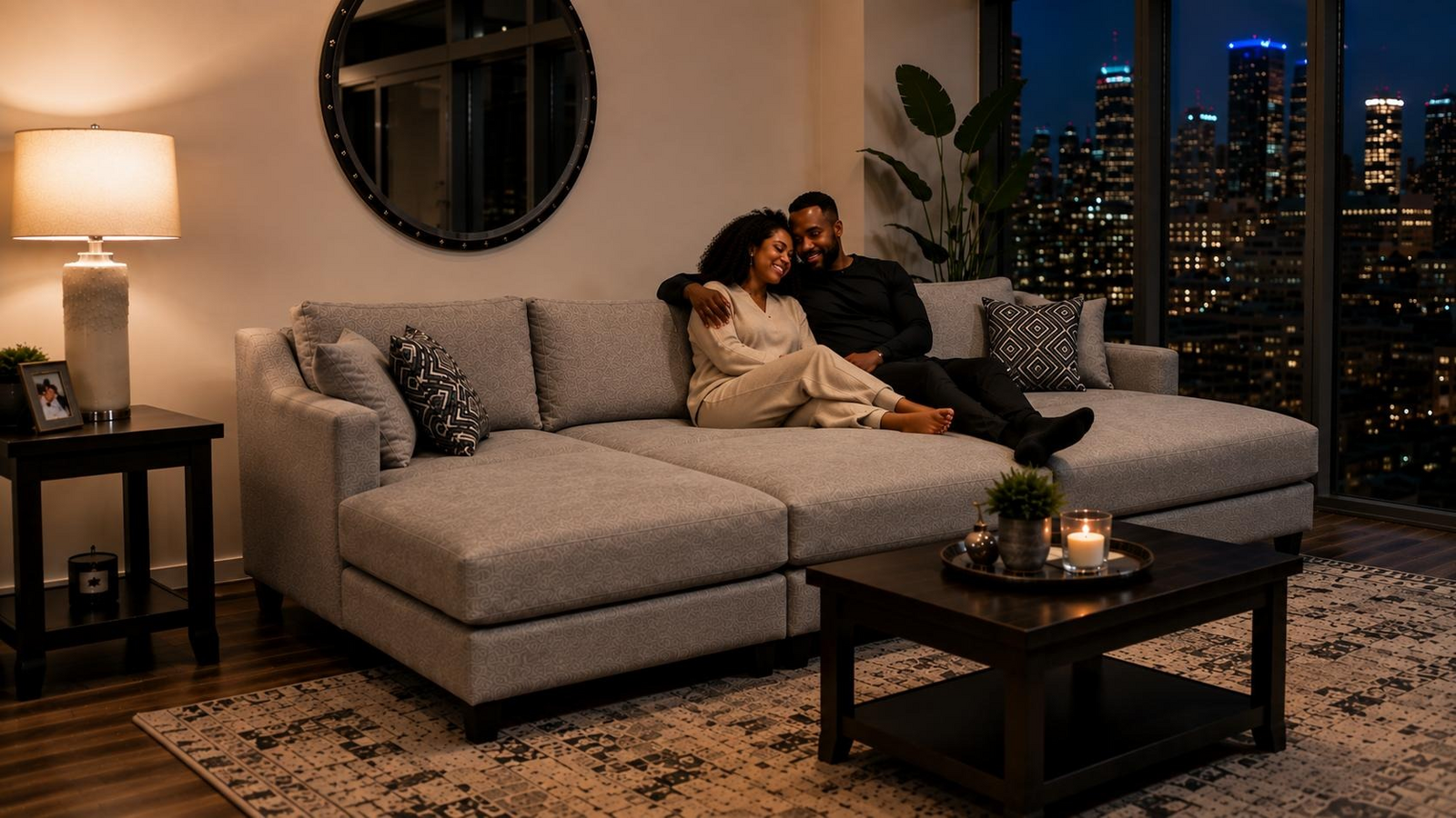 Greenlight Marque Slate 3pc Sectional with Ottoman | Upholstered Sectional Sofa | Gallery Furniture