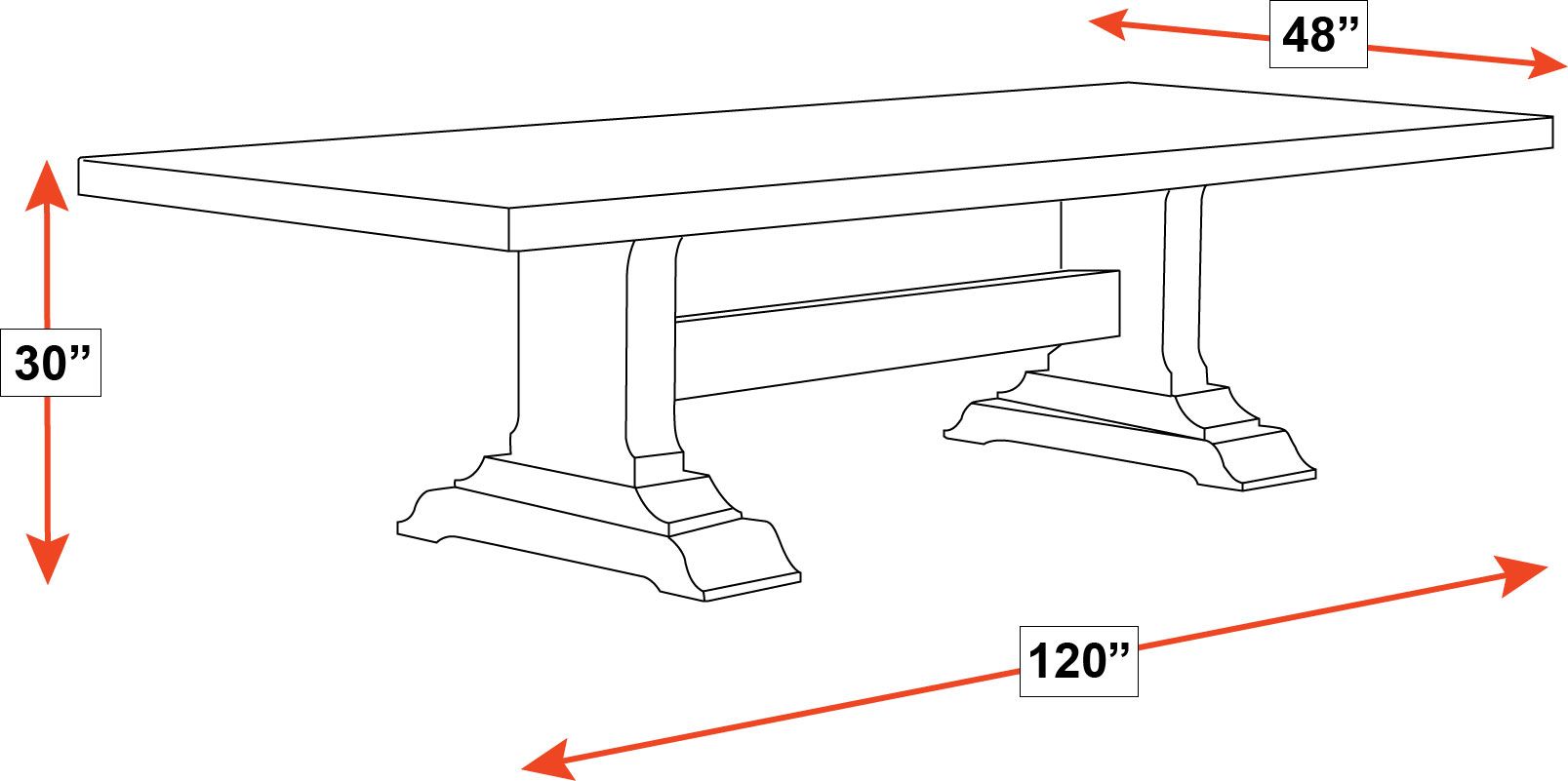 Huntsville 120in Solid Black Cherry Trestle Table