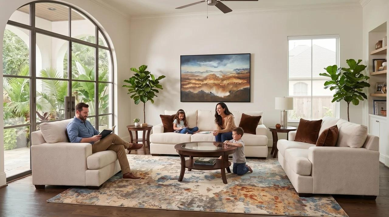 Journey Bisque Crypton 4-Piece Living Room Set by Mayo | Gallery Furniture