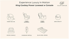 King Cowboy Grey P3 Power Reclining Loveseat w/Console