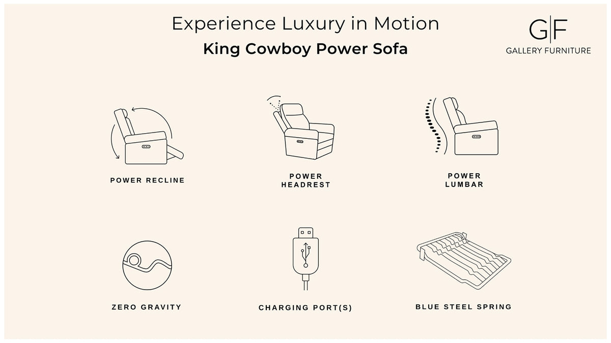 Sofá King Cowboy Gris P3 Reclinable Eléctrico 