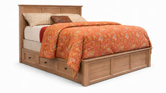 King Size Lake Houston Amish Solid Maple Wood in Almond Stain 6 Drawer Side Storage Bed