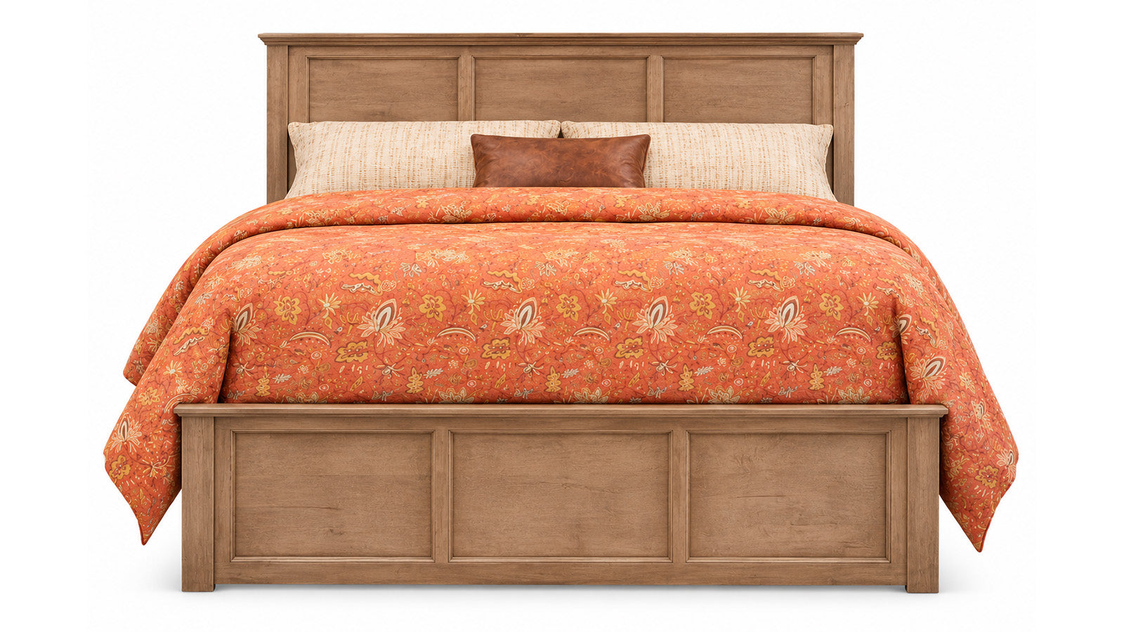 King Size Lake Houston Amish Solid Maple Wood in Almond Stain 6 Drawer Side Storage Bed