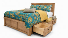King Size Lake Houston Amish Solid Maple Wood in Almond Stain 6 Drawer Side Storage Bed