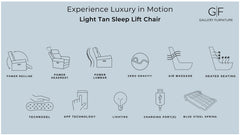 MacZcliner Light Tan P5 – Sillón reclinable eléctrico con función de elevación, calefacción y masaje | Sillón de descanso asistido