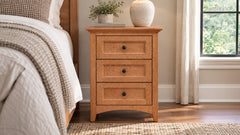 Lake Houston Amish Solid Maple Wood in Almond Stain 3 Drawer Nightstand