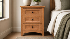 Lake Houston Amish Solid Maple Wood in Almond Stain 3 Drawer Nightstand