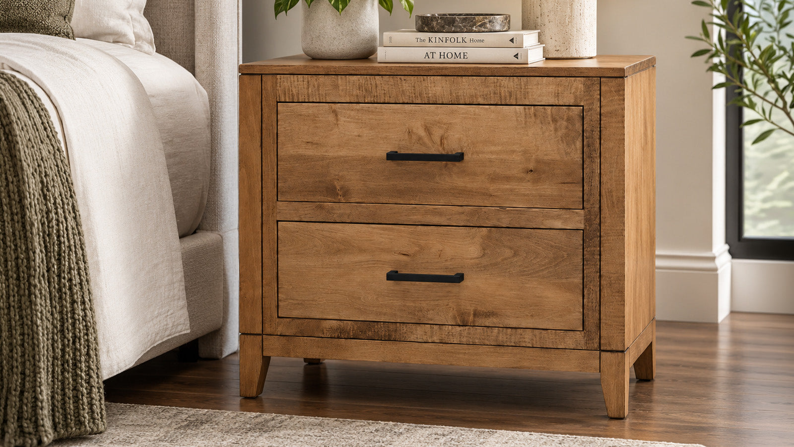 Modern Almond Solid Wood Amish Night Stand