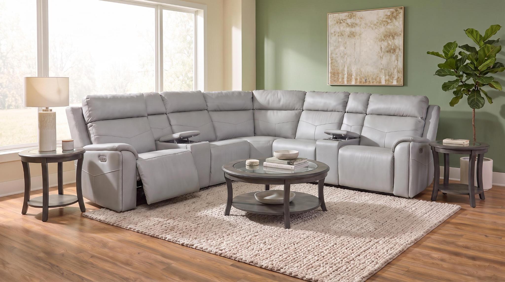 Cougar Dove Grey Performance Fabric 6-Piece Power Reclining Zero Gravity Sectional Sofa