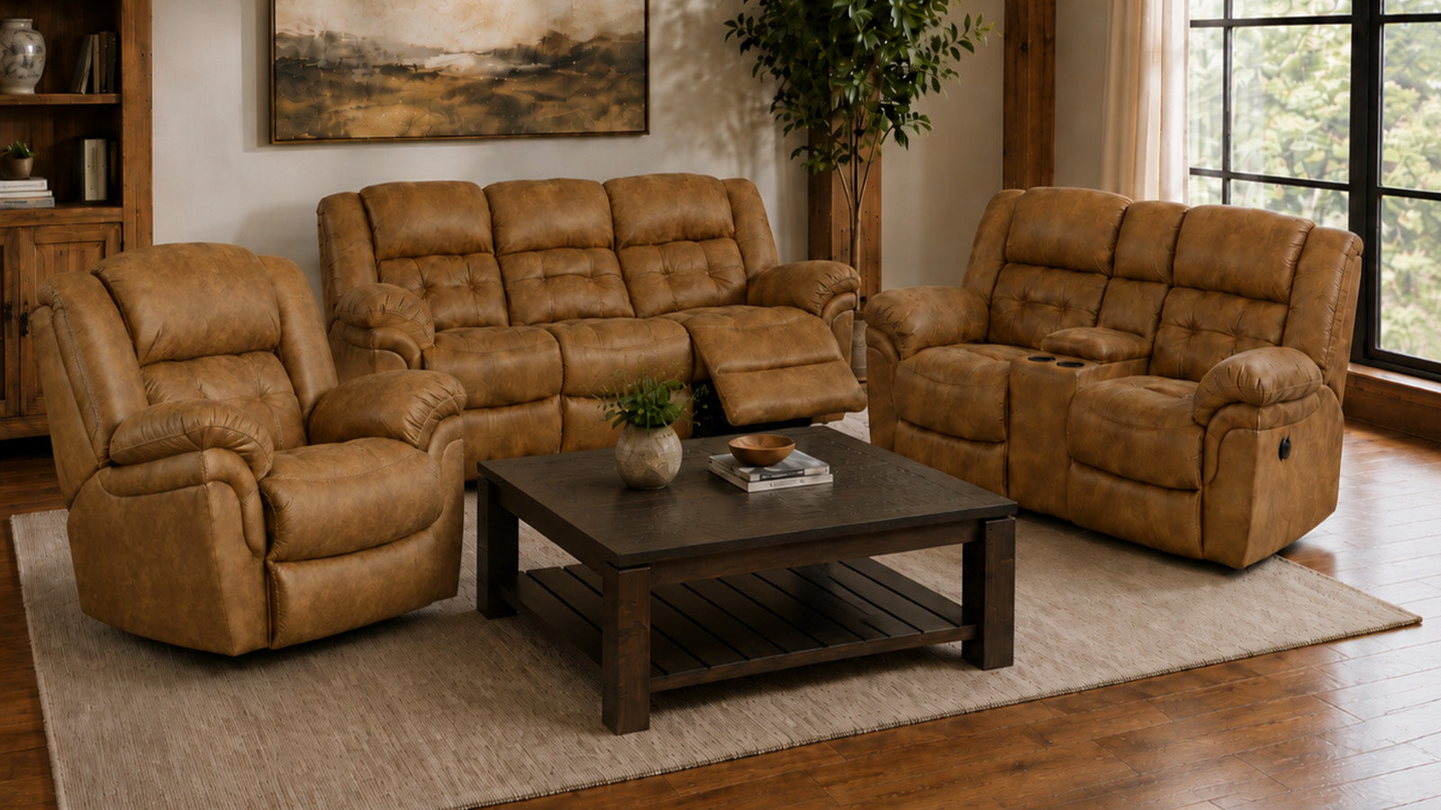 Frontier Almond 3 Piece Power Reclining Sofa Set