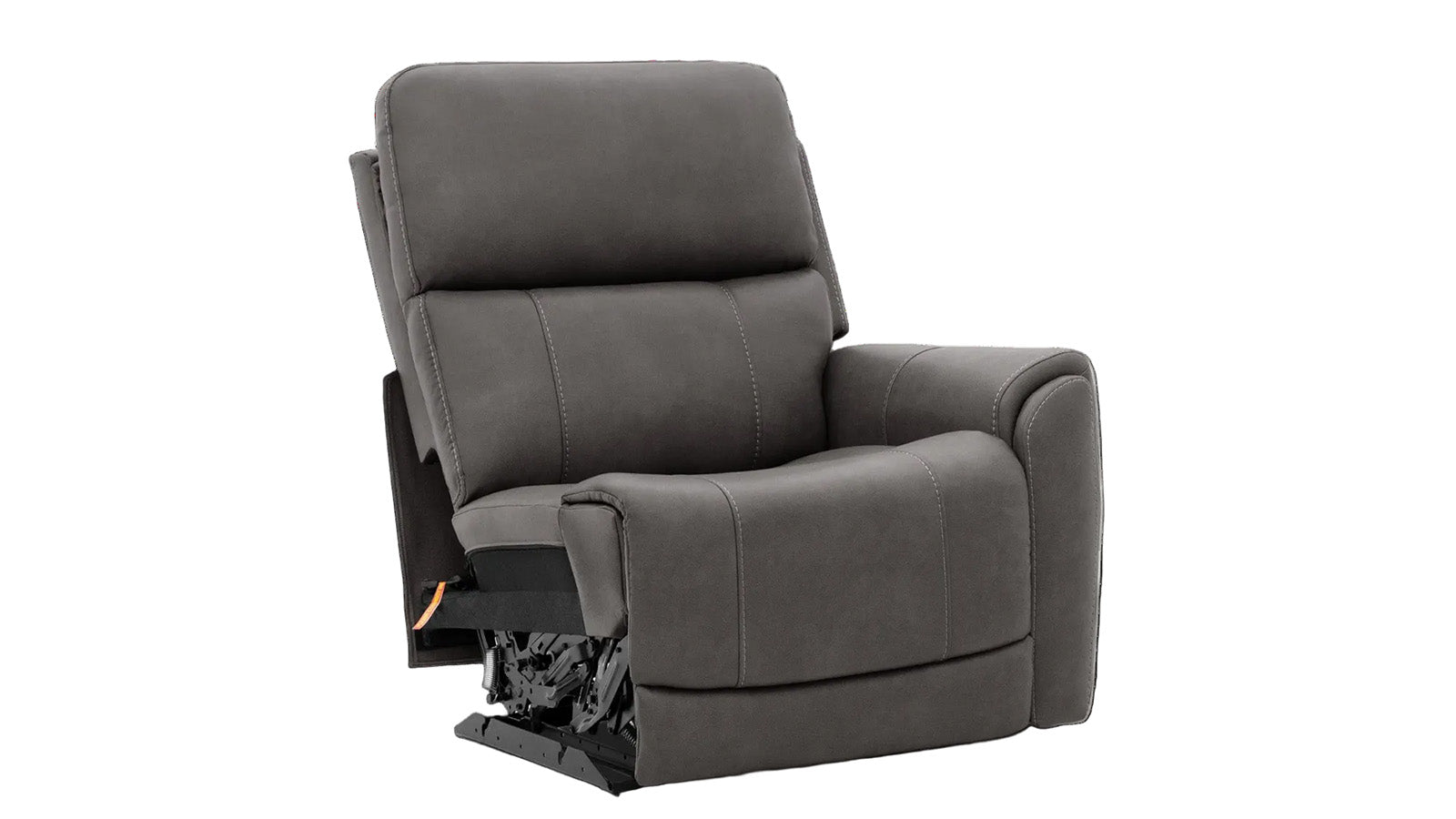 Gray recliner chair on a white background