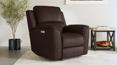 Sillón reclinable eléctrico «Match Zero Gravity» de cuero marrón umbra de Big Spring – Sillón tapizado para salón | Gallery Furniture