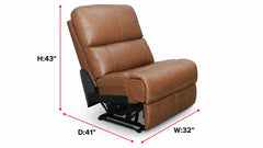 Big Spring Saddle Brown Leather Armless Power Recliner | MacModular Sectional Piece