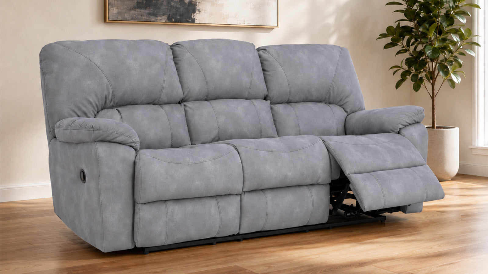 Rhino Gray Manual Reclining Sofa | RELIAPEL™ Performance Fabric | Made in USA | Homestretch
