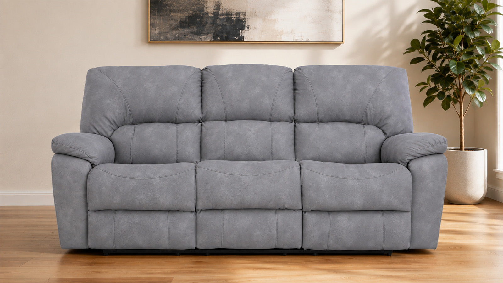 Rhino Gray Manual Reclining Sofa | RELIAPEL™ Performance Fabric | Made in USA | Homestretch