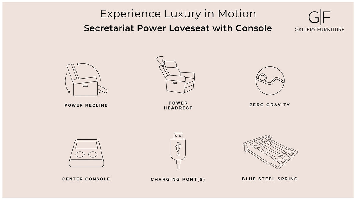 Secretariat Burgundy Leather P2 Power Reclining Loveseat w/Console