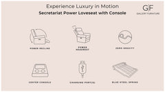 Secretariat Burgundy Leather P2 Power Reclining Loveseat w/Console