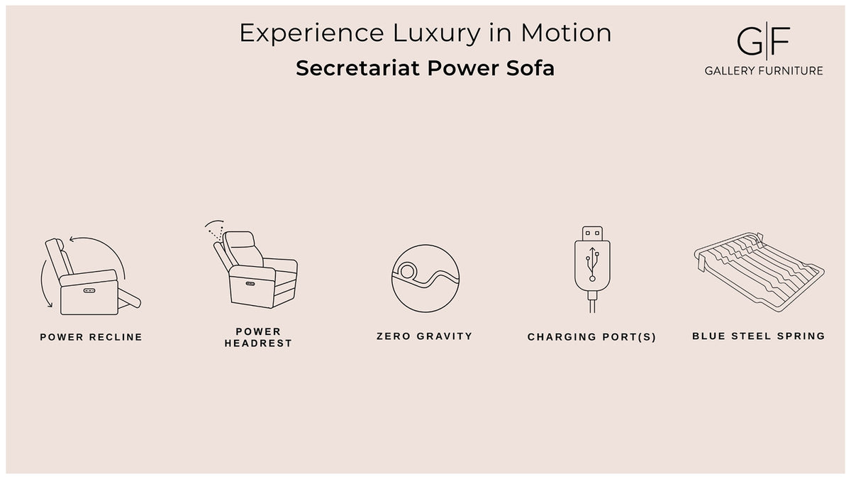 Secretariat Brown Leather P2 Power Reclining Sofa With Power Headrest