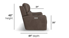 side view of recliner with line drawn measurements