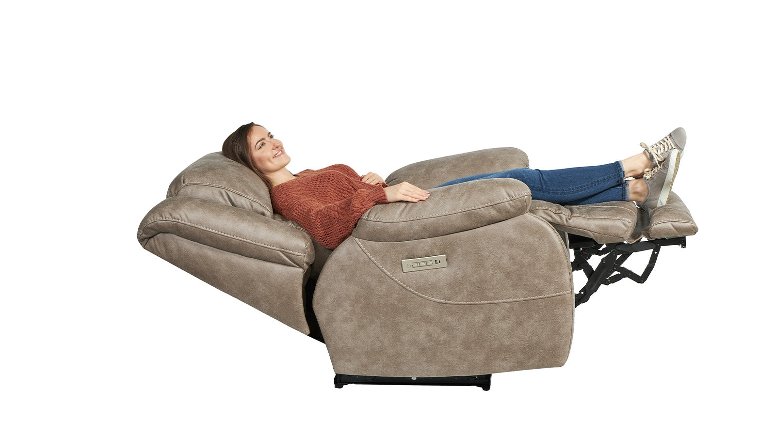 Sillón reclinable eléctrico Skywalker Beige – Sillón tapizado para salón fabricado en EE. UU. | Gallery Furniture