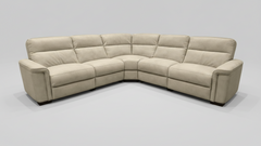 Beige sectional sofa on a gray background