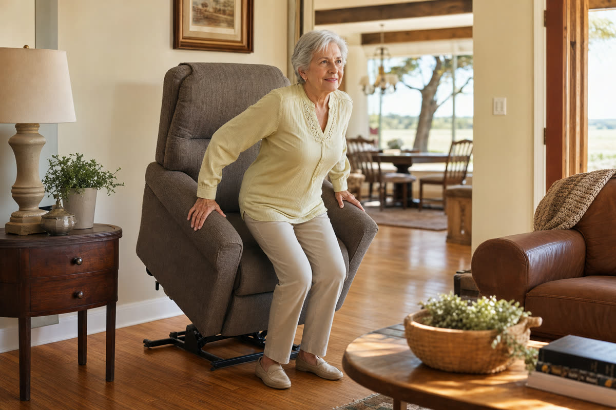Power lift helps them stand without bending past 90 degrees